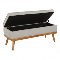 OSP Home Furnishings KAT-M49 Katheryn Storage Bench in Fog Fabric with Light Espresso Legs